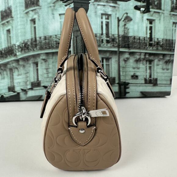 Coach CY744 Mini Rowan Crossbody Bag In Blocked Signature Leather IN CHALK - Picture 4 of 9